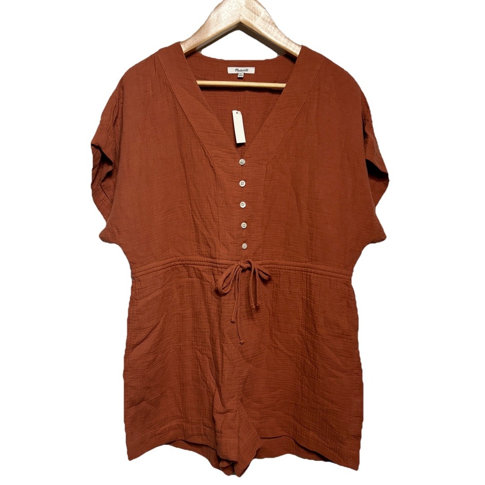 Madewell Lightestspun Cover-Up‎ Drawstring Romper Women's Size Medium NWT